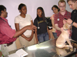 A hands-on pet care session.