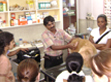 A pet care interaction at the hospital.